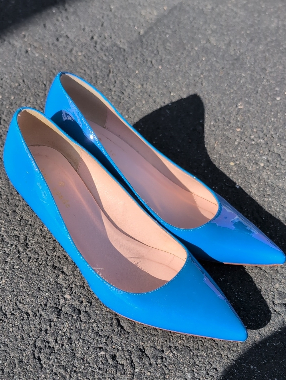 Kate Spade Blue Patent Leather Pointed-Toe Heels woman size 6.5